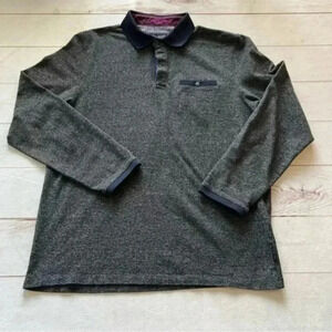 Ted Baker Men’s 4 Polo Shirt Gray Long Sleeve Knit Collar Pocket Cotton …